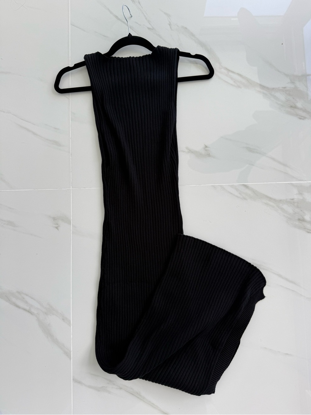 Anna Quan Ribbed Sleeveless Black Knit Maxi Dress, AU4